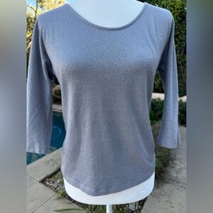 🌺Max Mara Metallic Silver 3/4 Sleeve Top